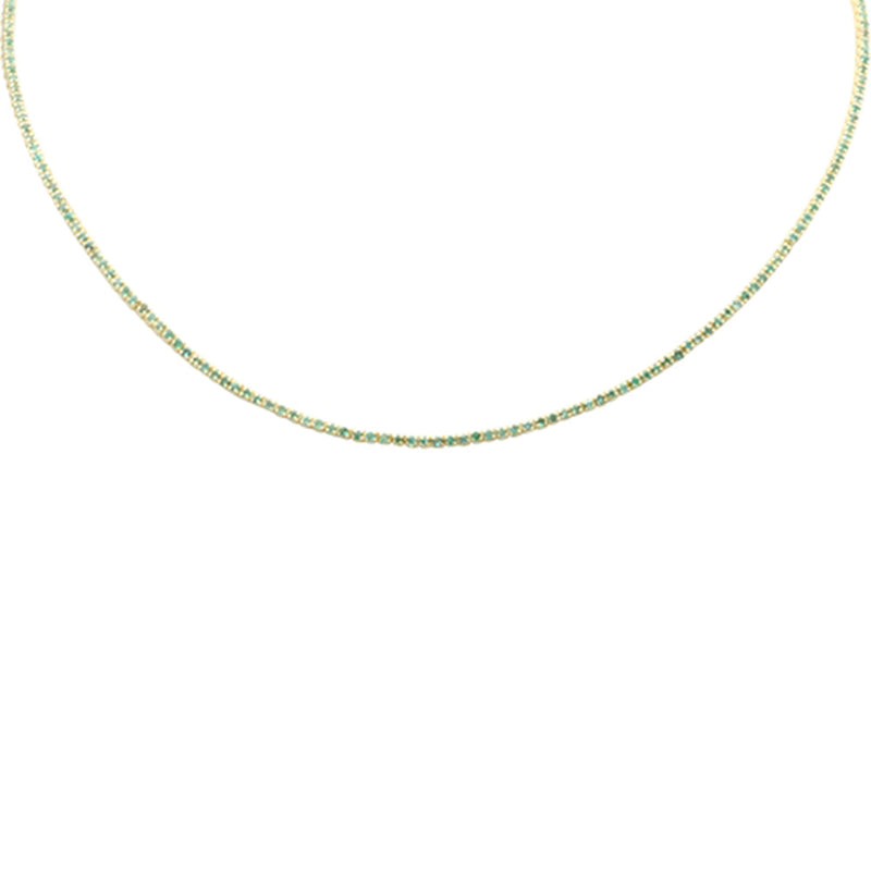 SPECIAL! 1.64ct G SI 14K Yellow Gold Emerald Gemstone Tennis Necklace 12" + 4" EXT