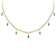 SPECIAL! 3.05ct G SI 14K Yellow Gold Diamond & Emerald Cuban Link Necklace 12" + 4" EXT