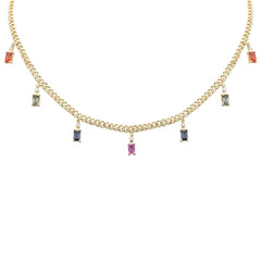 SPECIAL! 3.56ct G SI 14K Yellow Gold Diamond Multi Color Cuban Necklace 12" + 4" EXT