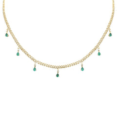 SPECIAL! 2.22ct G SI 14K Yellow Gold Diamond & Emerald 3MM Cuban Link Necklace 12" + 4" EXT