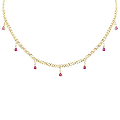 SPECIAL! 2.52ct G SI 14K Yellow Gold Diamond & Ruby Cuban Link Necklace 14" + 2" EXT