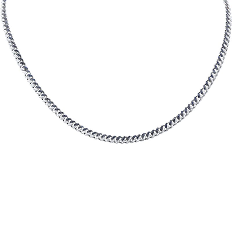 SPECIAL! 2.05ct G SI 14K White Gold Diamond & Blue Sapphire Cuban Necklace 16 " Long