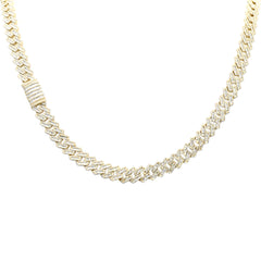 SPECIAL! 7MM 7.83ct G SI 14K Yellow Gold Baguette & Round Diamond Square Cuban Necklace 22" Long