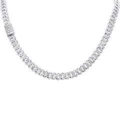 SPECIAL!7MM 7.38ct G SI 14K White Gold Baguette & Round Diamond Square Cuban Necklace 20" Long
