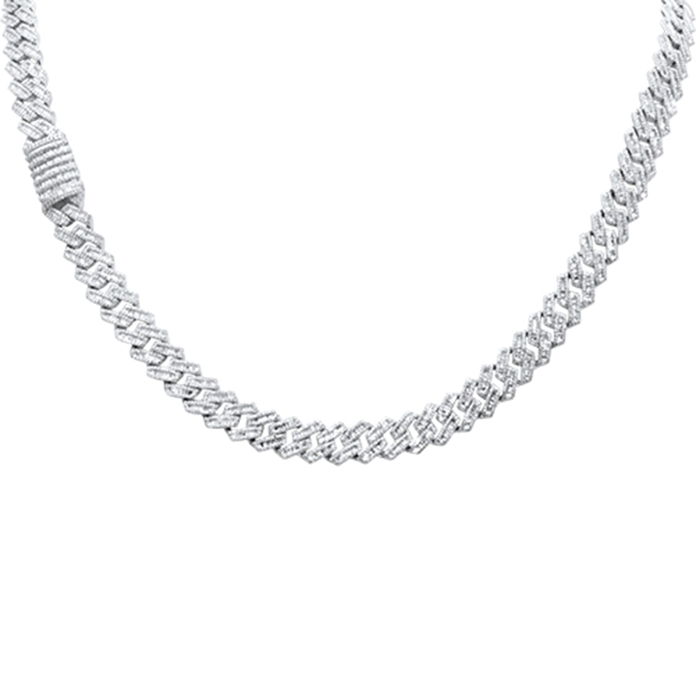 SPECIAL! 7MM 7.83ct G SI 14K White Gold Baguette & Round Diamond Square Cuban Necklace 22" Long