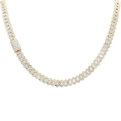 SPECIAL! 9MM 10.47ct G SI 14K Yellow Gold Baguette & Round Diamond Square Cuban Necklace 22" Long