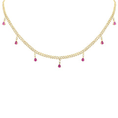 SPECIAL! 2.49ct G SI 14K Yellow Gold Diamond & Pink Tourmaline Gemstone Cuban Necklace 14" + 2" Long