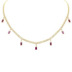 SPECIAL! 3.51ct G SI 14K Yellow Gold Diamond & Ruby Gemstone Cuban Necklace 12" + 4" Long
