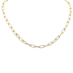 SPECIAL! 1.24ct G SI 14K Yellow Gold Diamond Paper Clip Necklace 15" + 2" Long
