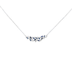 SPECIAL! .45ct F SI 14K White Gold Diamond & Blue Sapphire Pendant Necklace 16" + 2" Long