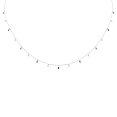 SPECIAL! .42ct F SI 14K White Gold Diamond & Blue Sapphire Pendant Necklace 16" + 2" Long