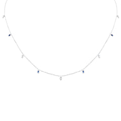 DIAMOND CLOSEOUT!  .25ct F SI 14K White Gold Diamond & Blue Sapphire Pendant Necklace 16" + 2" Long