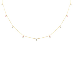 DIAMOND CLOSEOUT!  .23ct F SI 14K Yellow Gold Diamond & Ruby Pendant Necklace 16" + 2" Long