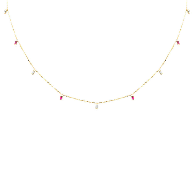 DIAMOND CLOSEOUT!  .23ct F SI 14K Yellow Gold Diamond & Ruby Pendant Necklace 16" + 2" Long