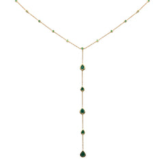 SPECIAL! 1.39ct G SI 14K Yellow Gold Natural Emerald Gemstones Lariat Pendant Necklace 16+2" Long