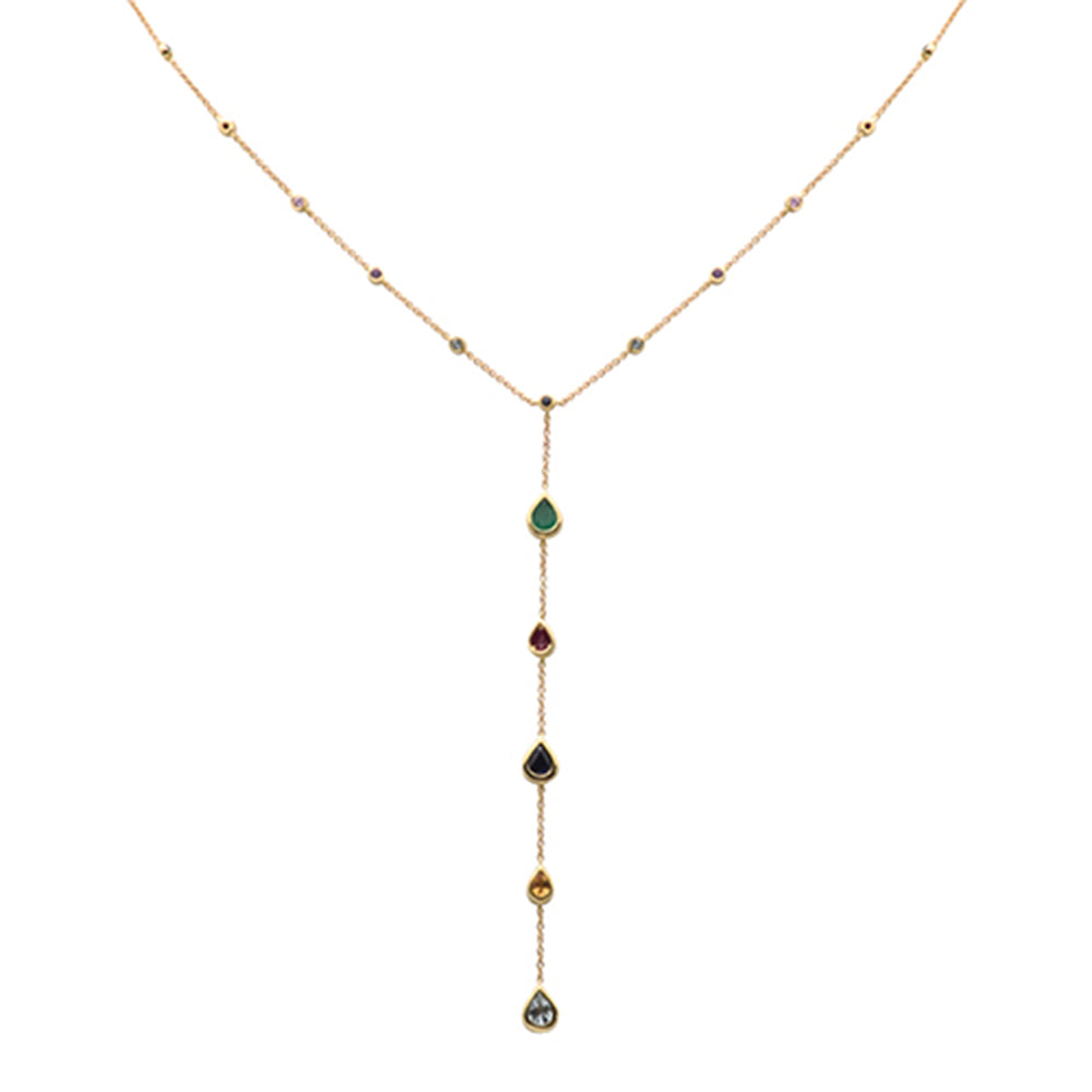 SPECIAL! 1.73ct G SI 14K Yellow Gold Diamond Multi Color Pendant Necklace 16+2" Long