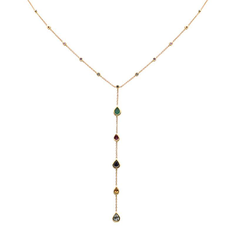 SPECIAL! 1.73ct G SI 14K Yellow Gold Diamond Multi Color Pendant Necklace 16+2" Long