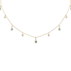 SPECIAL!1.53ct G SI 14K Yellow Gold Diamond & Green Sapphire Gemstone Pendant Necklace 16+2" Ext Long Chain