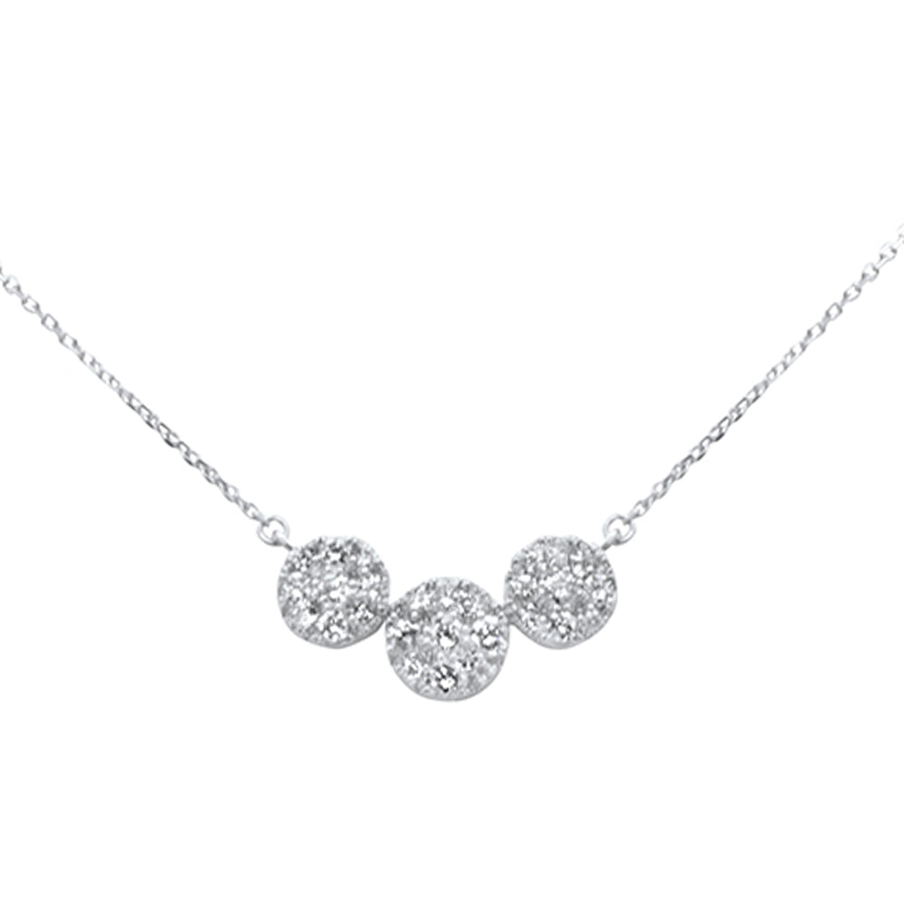 DIAMOND CLOSEOUT!  .97ct G SI 14k White Gold Diamond Round Shape Three Pendant Necklace 16+2" Long Chain