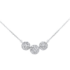 DIAMOND CLOSEOUT!  .97ct G SI 14k White Gold Diamond Round Shape Three Pendant Necklace 16+2" Long Chain
