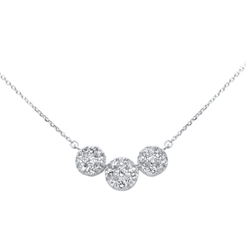 DIAMOND CLOSEOUT!  .97ct G SI 14k White Gold Diamond Round Shape Three Pendant Necklace 16+2" Long Chain