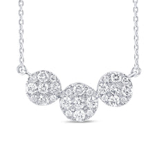 DIAMOND CLOSEOUT!  .97ct G SI 14k White Gold Diamond Round Shape Three Pendant Necklace 16+2" Long Chain