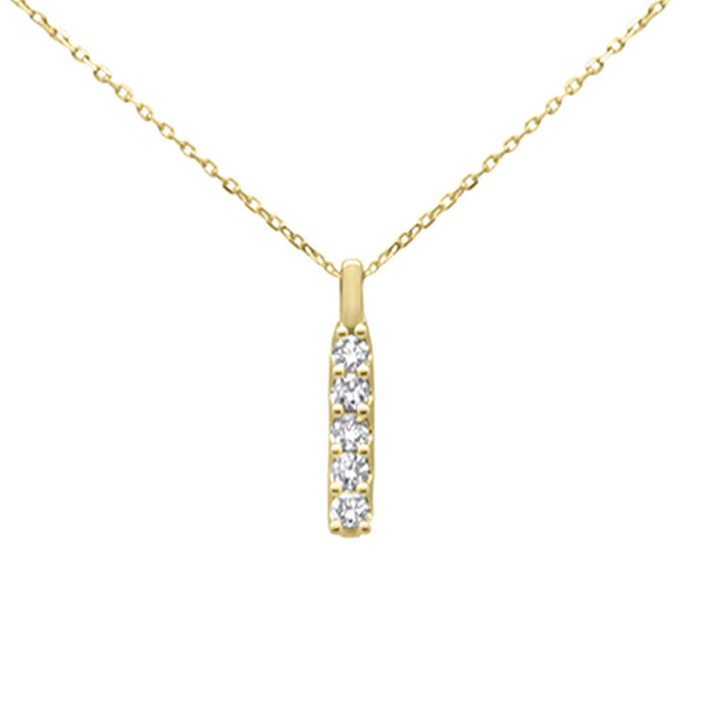 SPECIAL! .34ct G SI 14K Yellow Gold Diamond 5-Stone Drop Pendant Necklace 18" Long Chain
