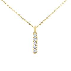 SPECIAL! .34ct G SI 14K Yellow Gold Diamond 5-Stone Drop Pendant Necklace 18" Long Chain