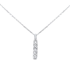 SPECIAL! .33ct G SI 14k White Gold Diamond 5-Stone Drop Pendant Necklace 18" Long Chain