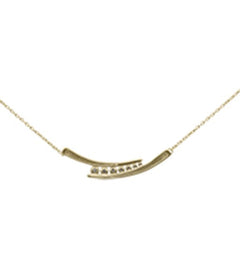SPECIAL! .20ct G SI 14K Yellow Gold Diamond Double Bar Pendant Necklace 18" Long Chain