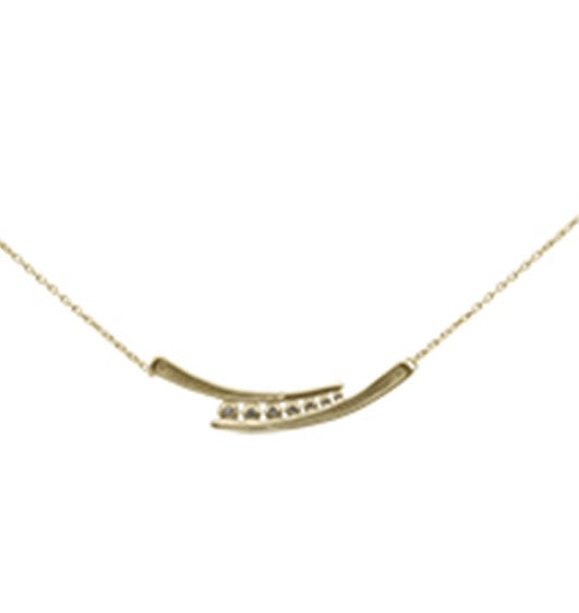 SPECIAL! .20ct G SI 14K Yellow Gold Diamond Double Bar Pendant Necklace 18" Long Chain