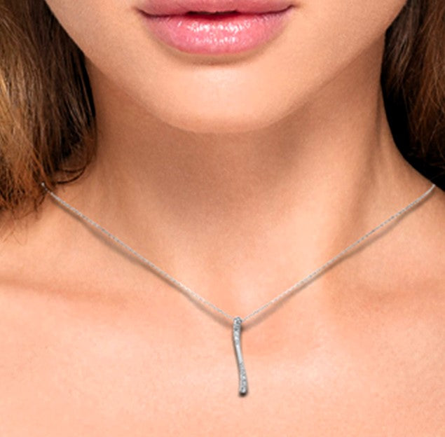 SPECIAL! .25ct G SI 14K White Gold Diamond Bar Drop Pendant 18" Long Chain