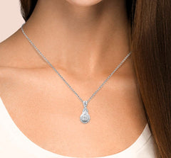 SPECIAL! .50ct G SI 14K White Gold Pear Shape Diamond Pendant Necklace  18" Long Chain