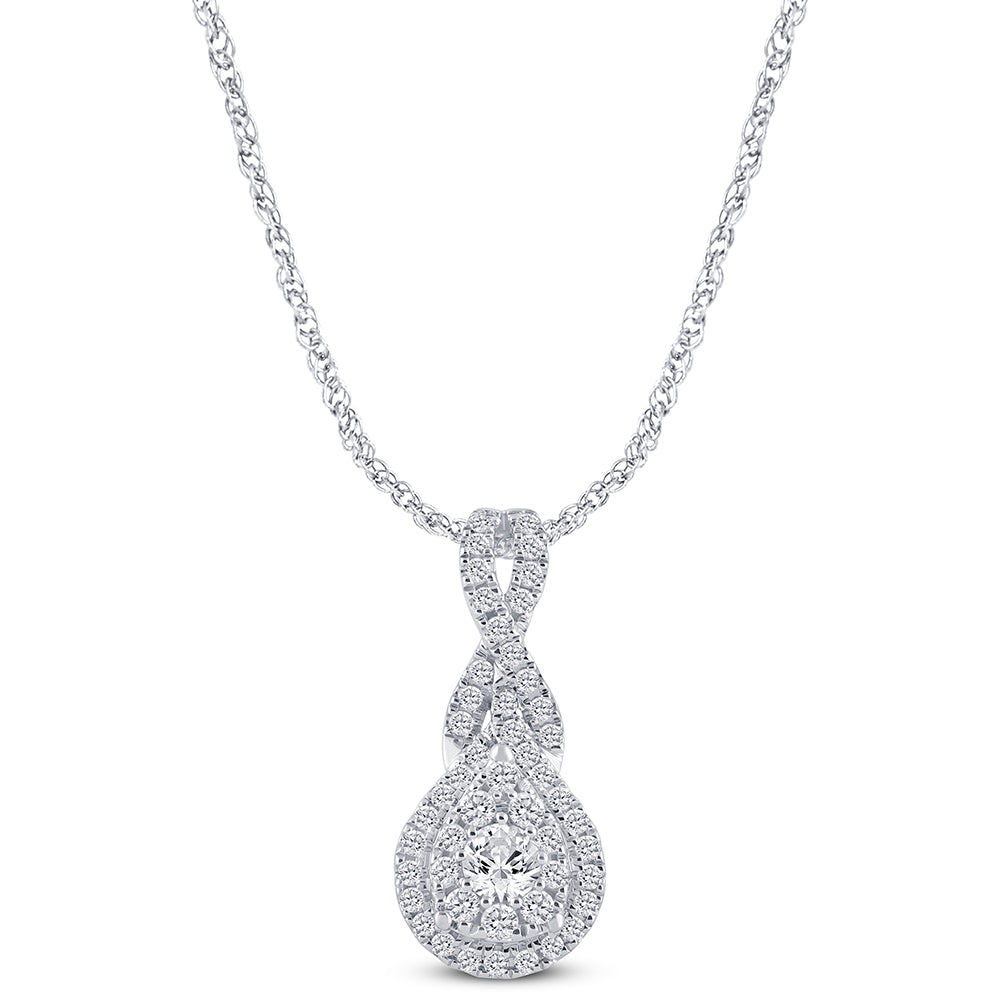 SPECIAL! .50ct G SI 14K White Gold Pear Shape Diamond Pendant Necklace  18" Long Chain