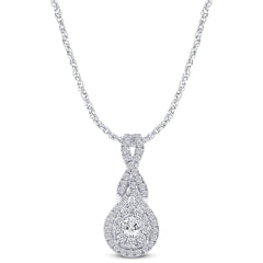 SPECIAL! .50ct G SI 14K White Gold Pear Shape Diamond Pendant Necklace  18" Long Chain