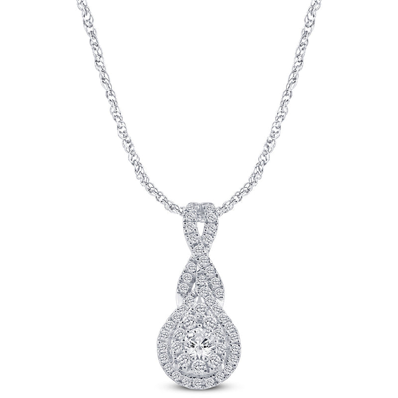 SPECIAL! .50ct G SI 14K White Gold Pear Shape Diamond Pendant Necklace  18" Long Chain