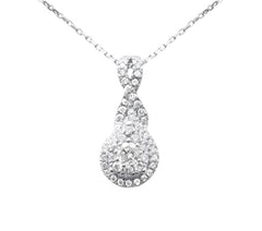 SPECIAL! .50ct G SI 14K White Gold Pear Shape Diamond Pendant Necklace  18" Long Chain