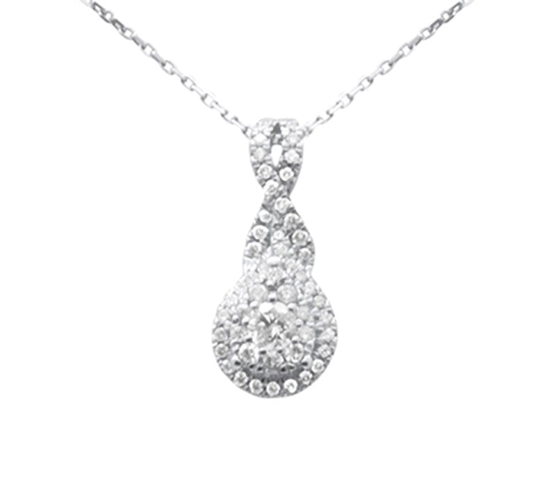 SPECIAL! .50ct G SI 14K White Gold Pear Shape Diamond Pendant Necklace  18" Long Chain
