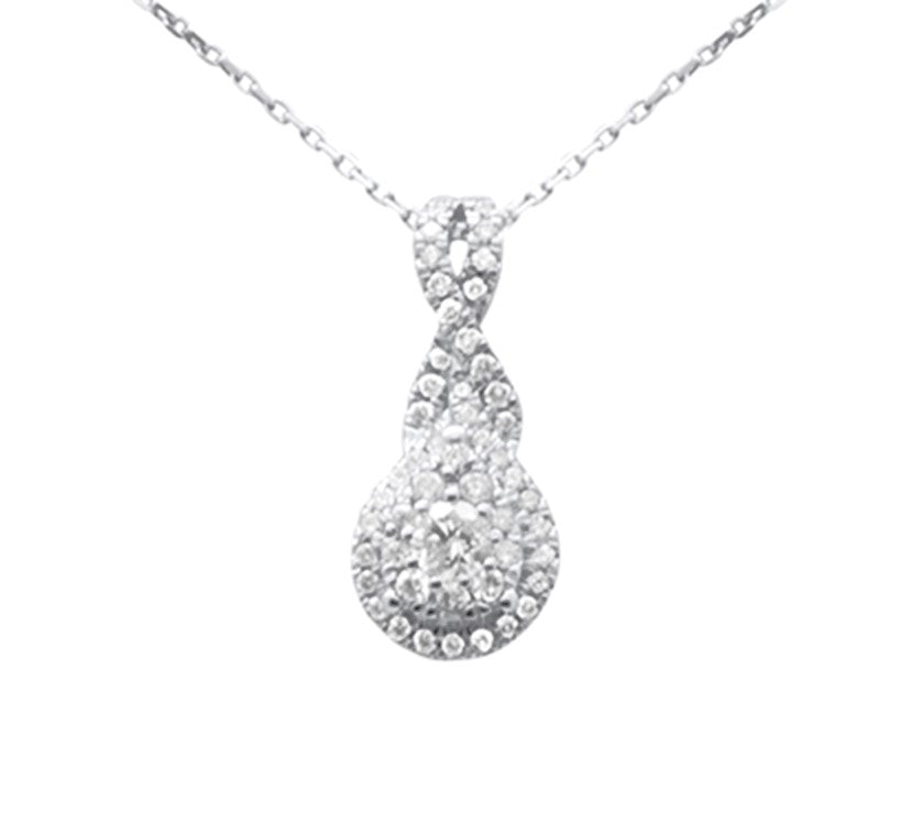 SPECIAL! .50ct G SI 14K White Gold Pear Shape Diamond Pendant Necklace  18" Long Chain