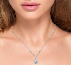 SPECIAL! .48ct G SI 14K White Gold Square Shape Diamond Pendant Necklace 18" Long Chain