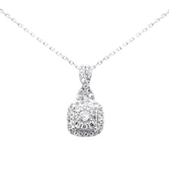 SPECIAL! .48ct G SI 14K White Gold Square Shape Diamond Pendant Necklace 18" Long Chain