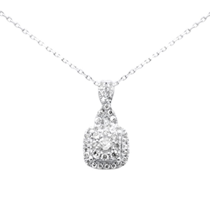 SPECIAL! .48ct G SI 14K White Gold Square Shape Diamond Pendant Necklace 18" Long Chain