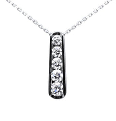 SPECIAL!.72ct G SI 14K White Gold Diamond 5-Stone Pendant Necklace 18" Long Chain