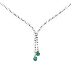 SPECIAL! 8.65ct G SI 14k Yellow Gold Diamond & Pear Shape Green Emerald Gemstones Drop Pendant Necklace 16+2" Ext Long Chain