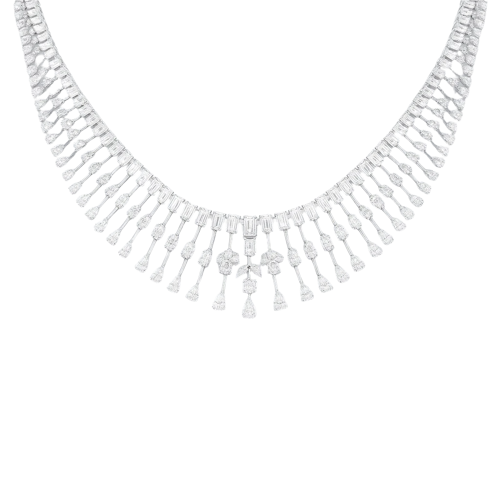 SPECIAL! 23.65ct G SI 14K White Gold Natural Diamond Exquisite Diamond Necklace 16" Long