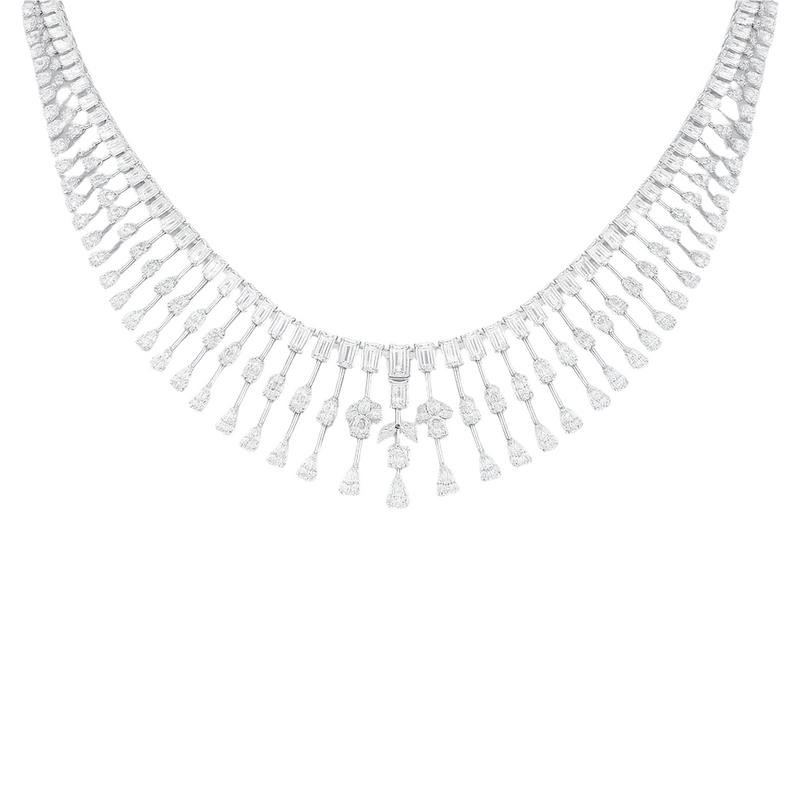 SPECIAL! 23.65ct G SI 14K White Gold Natural Diamond Exquisite Diamond Necklace 16" Long
