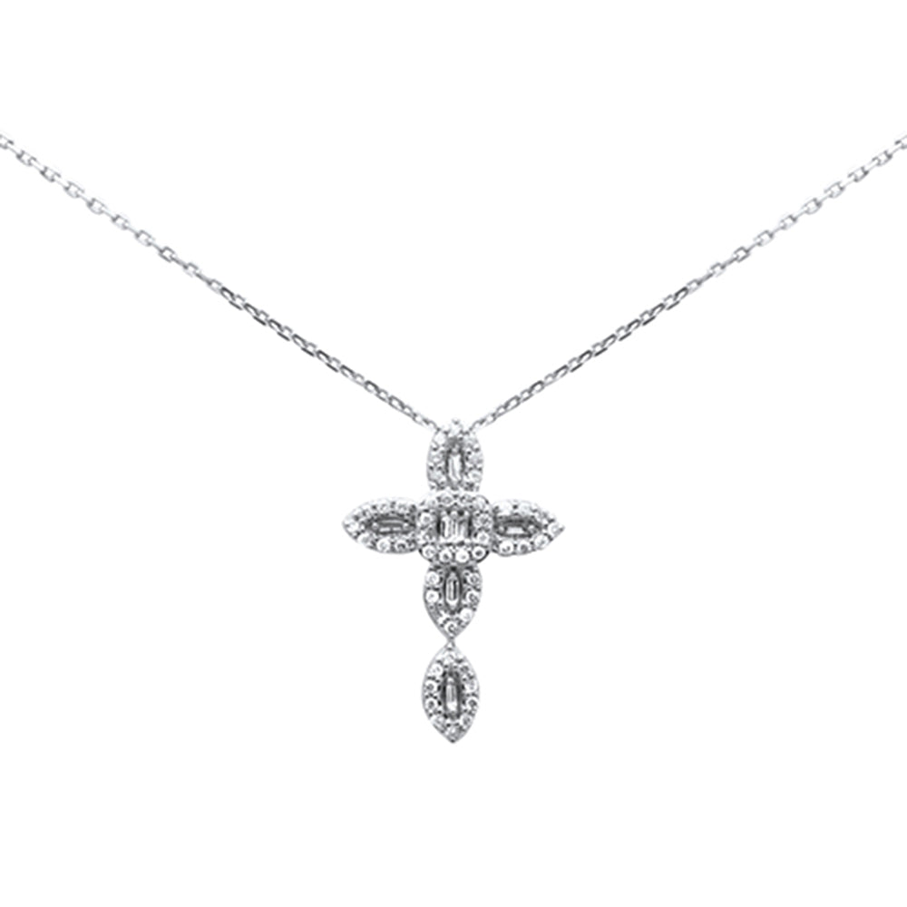 SPECIAL!.27ct G SI 14K White Gold Diamond Cross Pendant Necklace 18" Long
