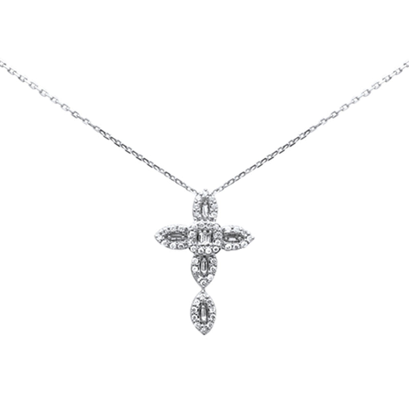 SPECIAL!.27ct G SI 14K White Gold Diamond Cross Pendant Necklace 18" Long