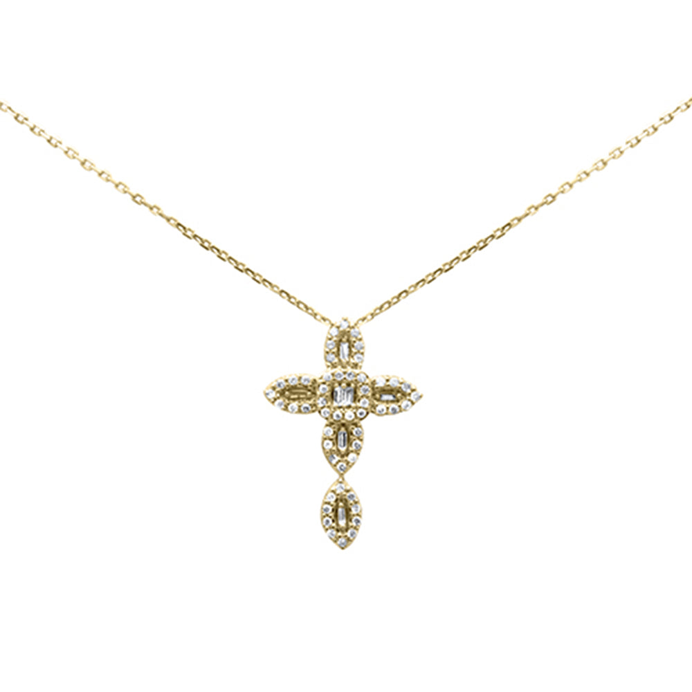 SPECIAL!.27ct G SI 14K Yellow Gold Diamond Cross Pendant Necklace 18" Long