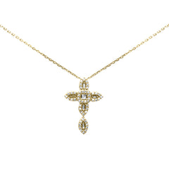 SPECIAL!.27ct G SI 14K Yellow Gold Diamond Cross Pendant Necklace 18" Long